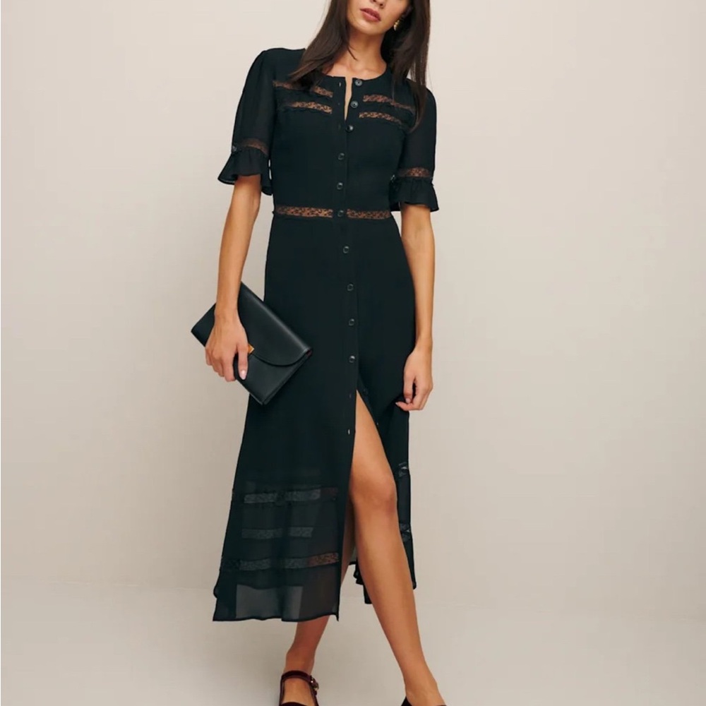 Reformation Black Woodson Dress Never worn size 0